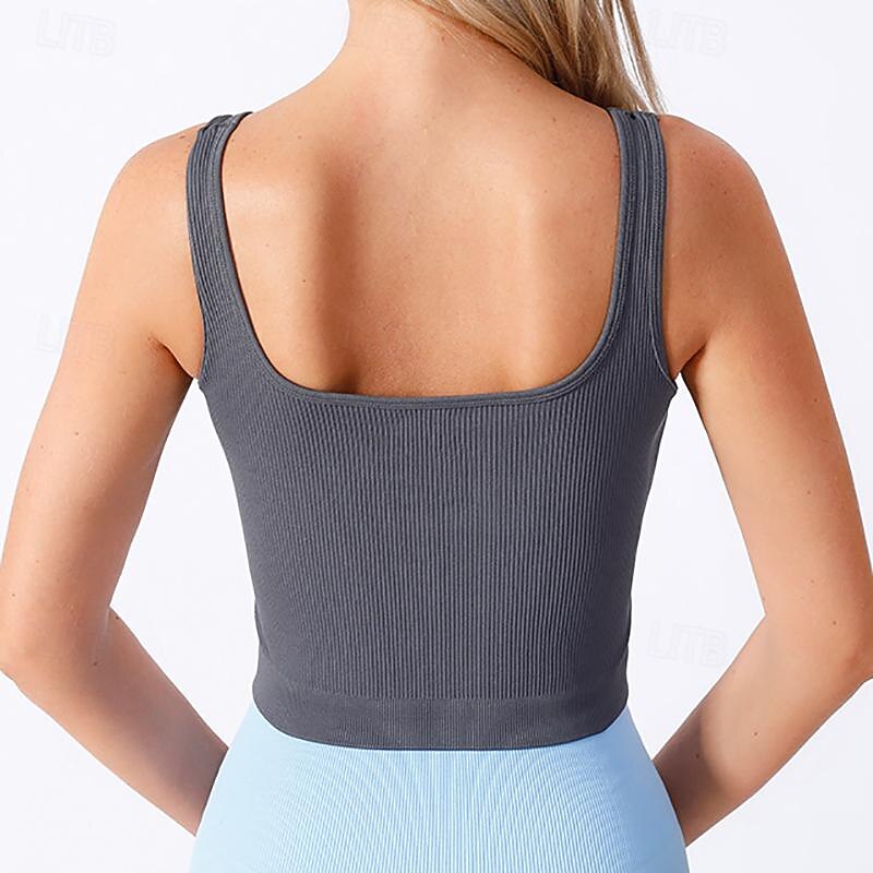 Women's Tank Top Scoop Neck Lightweight Comfortable Breathable Sporty Sleeveless Light Support Sports Solid Color Tank Top For Gym Workout Running Fitness Slim Activewear3