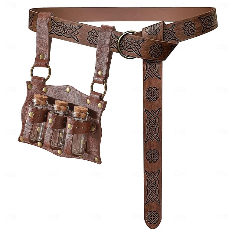 Medieval Renaissance Waist Belt Viking Fancy Dress Men's Women's Celtic Viking Fantasy Halloween Carnival Performance LARP Adults Belt Sscabbard Magic Bottle2
