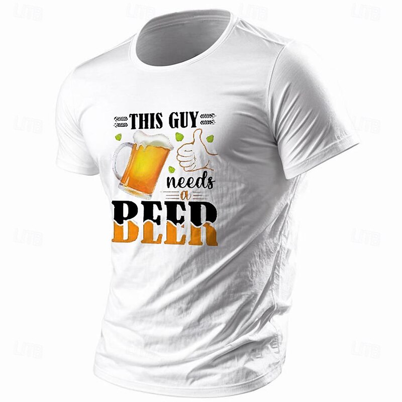 Men's Letter & Number Beer T Shirt Tee Top Cotton Short Sleeve Graphic Shirt Dark Grey#1 Dark Grey#2 Black Comfortable Tee Street Sports Outdoor Fashion Designer Clothing3