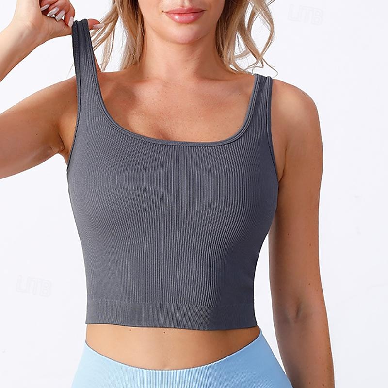 Women's Tank Top Scoop Neck Lightweight Comfortable Breathable Sporty Sleeveless Light Support Sports Solid Color Tank Top For Gym Workout Running Fitness Slim Activewear