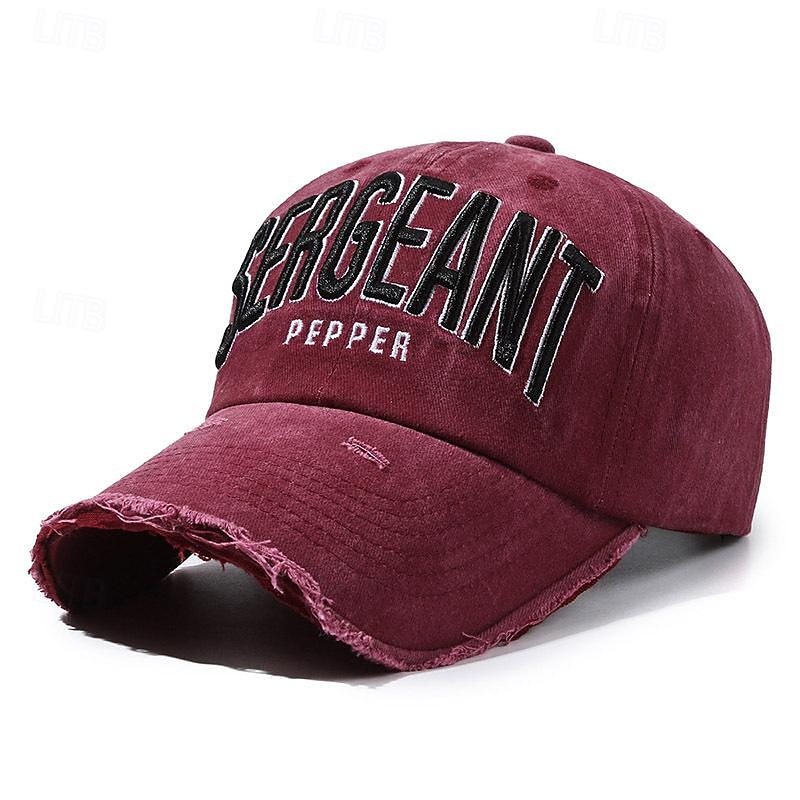 Men's Baseball Cap Sun Hat Trucker Hat Black Wine Cotton Embroidered Fashion Casual Street Daily Letter Adjustable Sunscreen Breathable