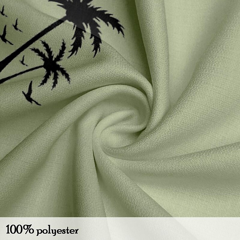 Men's Coconut Tree Tropical Plants Shirt Summer Hawaiian Shirt Button Up Shirt Short Sleeve Shirt Grandad Collar Band Collar Casual Tribal Daily Hawaiian Blue Green Khaki S M L3