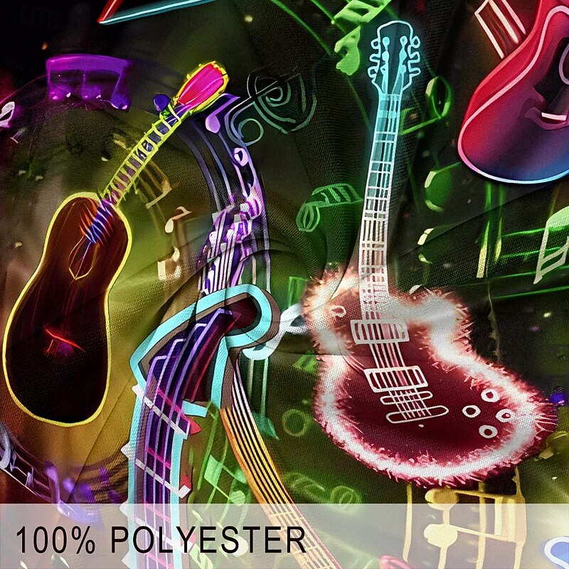 Music Festival Men's Guitar Polo Shirts Golf Shirt Short Sleeve Polo Shirts Collared Shirts Vacation Wear Festival Wear Party Outfits Buttons 3D Print Spring & Summer Black3