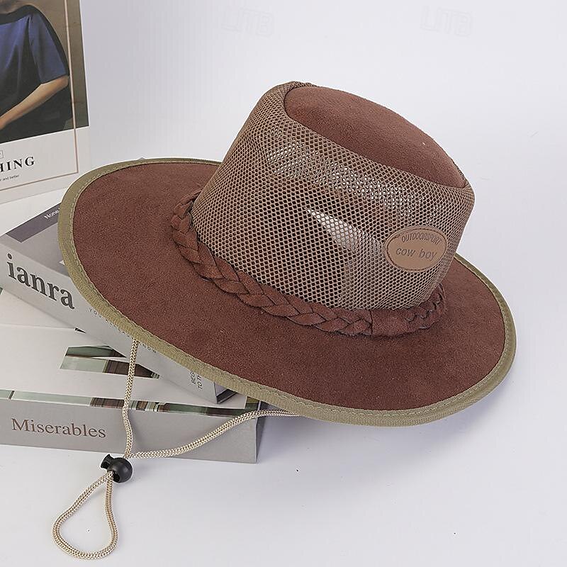 Men's Sun Hat Soaker Hat Safari Hat Gambler Hat Beach Hat Green khaki Polycotton Mesh Wide Brim Stylish Casual Outdoor clothing Holiday Going out Plain Sunscreen2