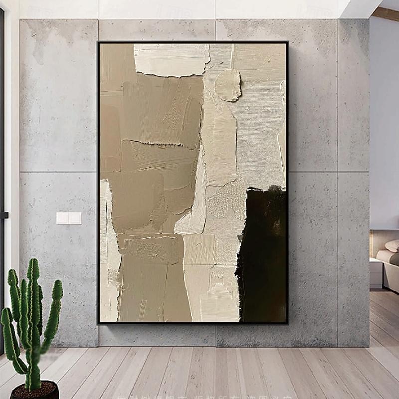 Large Brown Abstract Canvas Paintings handmade Beige Wall Art Black Abstract painting Wall Art Brown Textured painting handmade Wall Art Neutral painting Wall Decor.