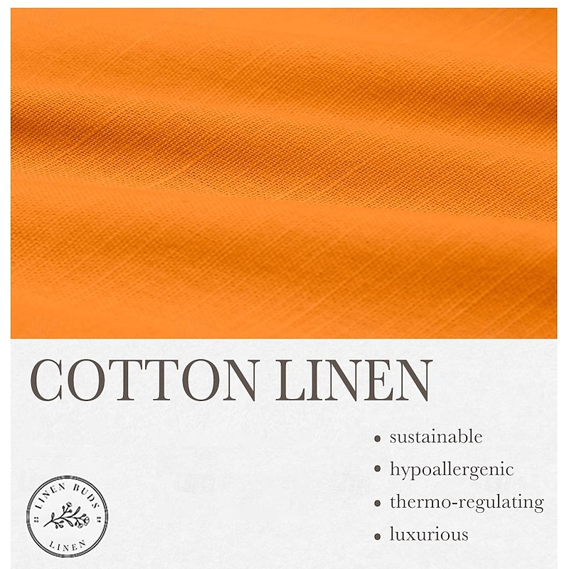 Men's Patchwork Shirt Linen Shirt Summer Shirt Long Sleeve Basic Casual Beach Street Holiday Daily Wear Summer Fold-over Collar Orange4