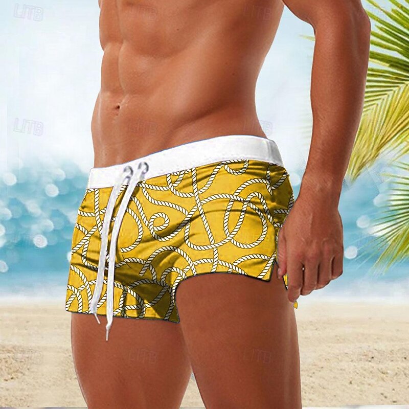 Men's Geometric Pattern Swim Trunks Swim Shorts Board Shorts Mid Waist Fashion Designer Holiday Beach Swimming Pool Drawstring Pocket Elastic Waist Designer Clothing Apparel3