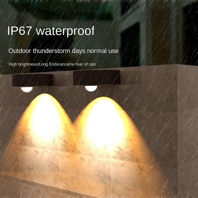 Solar LED Wall Light, 2 Modes Lighting IP67 Outdoor Waterproof Garden Light Villa Courtyard Balcony Landscape Decor Light Exterior Wall Washing Lamp Warm/White Light 1/2pcs2