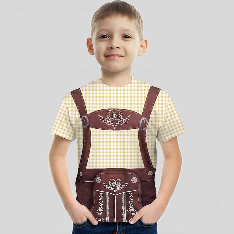 Carnival Boys 3D Graphic T-shirt & Skirt Pink Blue Short Sleeve 3D Print Summer Vintage Fashion Kids 3-12 Years Crew Neck Performance Party Regular Fit