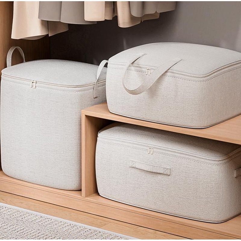 Cotton Linen Storage Bag Clothes Storage Folding Large Capacity Luggage Packing Bag Household Quilt Storage Bag