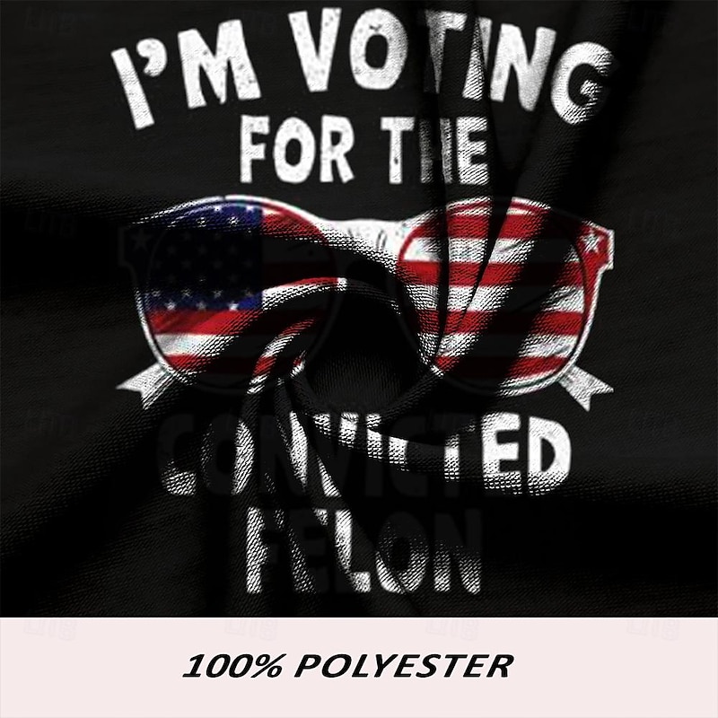 Patriotism I'm Voting For The Convicted Felon Men's 3D Print T shirt Tee Henley Shirt Casual Daily T shirt Black Short Sleeve Henley Shirt Summer Clothing Apparel S M L XL XXL3