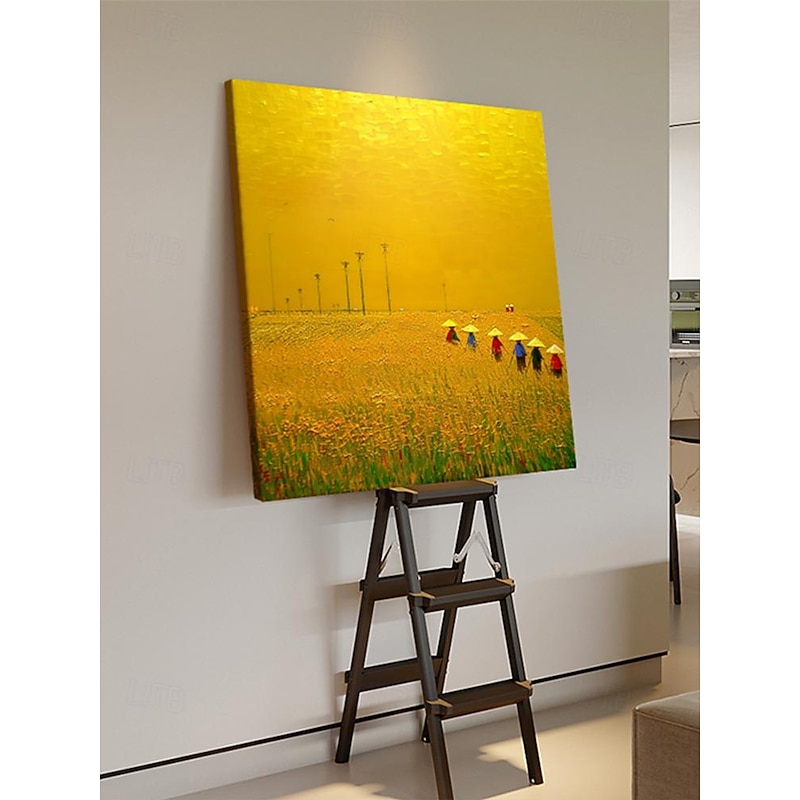 Van Gogh Style Golden Wheat Field Harvest Hand-painted Decorative Painting Modern Abstract Home Decor Gift Stretched Frame Ready to Hang or Unframed2