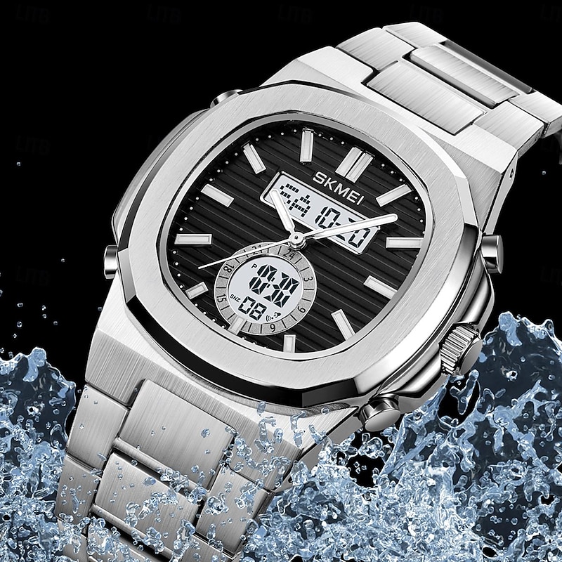 SKMEI Men Digital Watch Outdoor Sports Fashion Casual Luminous Stopwatch Alarm Clock Countdown Steel Watch3