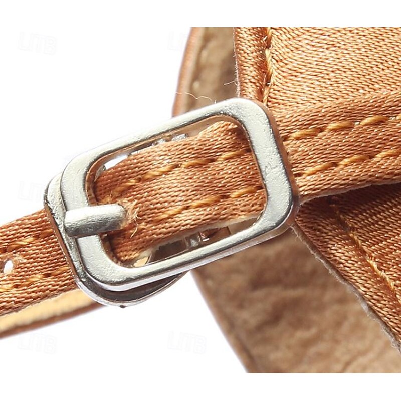 Women's Satin Latin Dance Shoes with Strappy Design and Kitten Heels - Ballroom Dance Sandals for Salsa, Tango, and Rumba4