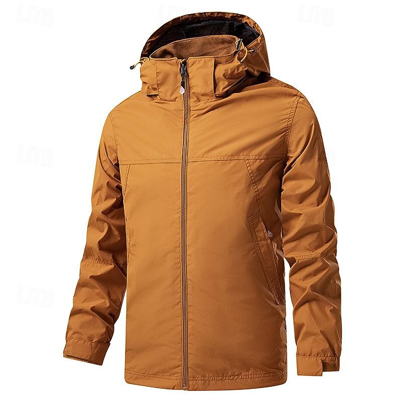 Men's Ski Jacket Outdoor Waterproof Windproof Hoodie Snow Coat Ski Coat Traveling Black Orange Khaki Dark Blue2