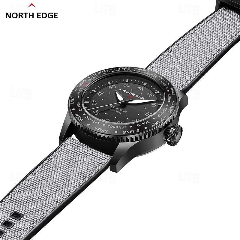 NORTH EDGE Men Quartz Watch Business Luminous Waterproof TPU Nylon Strap Watch3