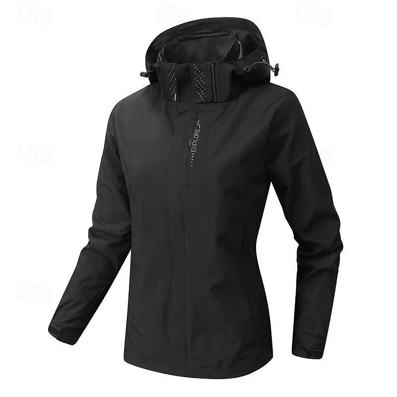 Women's Female Ski Jacket Outdoor Waterproof Windproof Hoodie Snow Coat Ski Coat Traveling Black Pink Green Beige