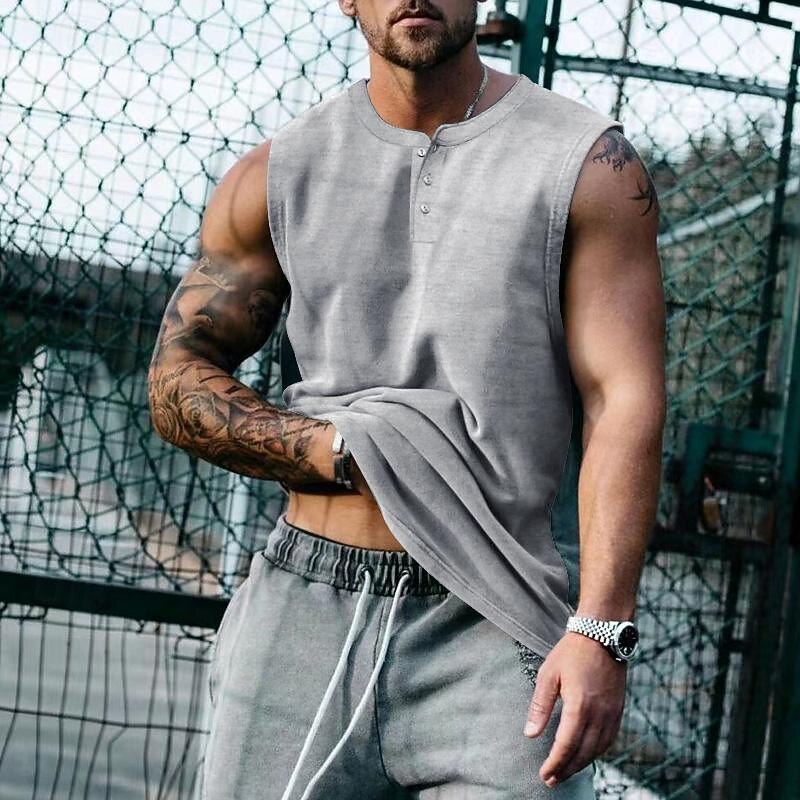 Men's Workout Tank Top Running Tank Top Gym Tank Top Sleeveless Vest / Gilet Casual Athleisure Solid Colored Quick Dry Soft Breathable Gym Workout Walking Jogging Sportswear Activewear Dark Grey2