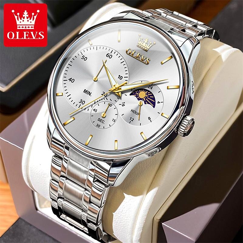 New Olevs Brand Business Men'S Watch Luminous Chronograph 24-Hour Indication Fashion Trend Leisure Multifunction Quartz Watch Steel Belt Waterproof Sports Men'S Wristwatch