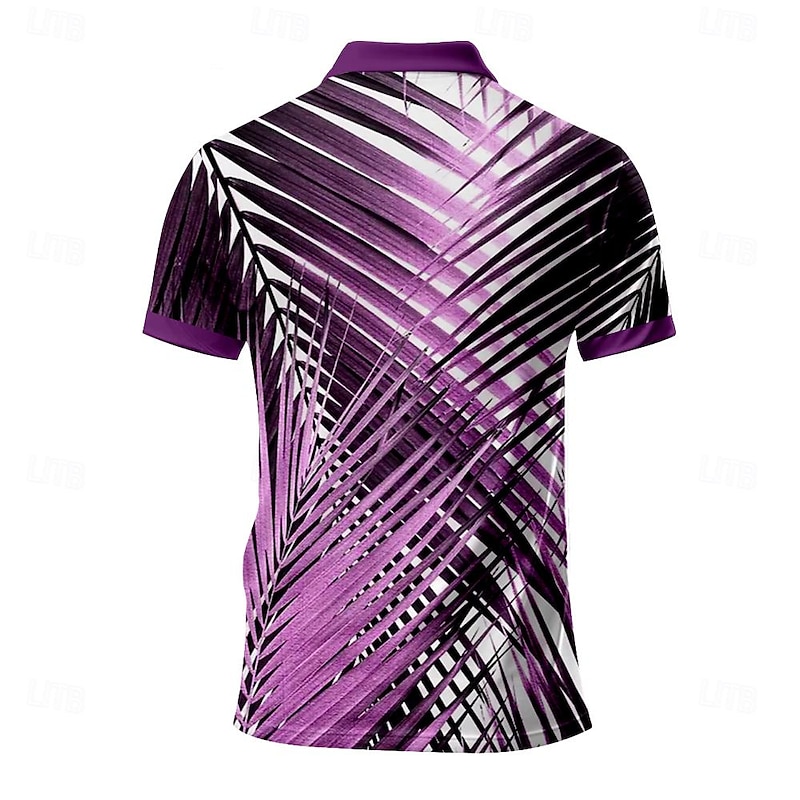 Men's Palm Tree Hawaiian Polo Shirts Golf Shirt Short Sleeve Polo Shirts Collared Shirts Beach Wear Vacation Wear Tropical Wear Party Outfits 3D Print Quarter Zip Polo Spring & Summer Yellow Blue4