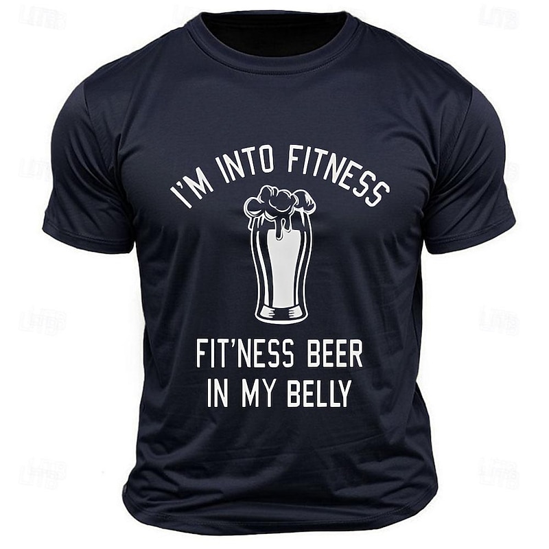 Men's Funny Graphic T-Shirt - I'm Into Fitness, Fit'ness Beer In My Belly Pun Design