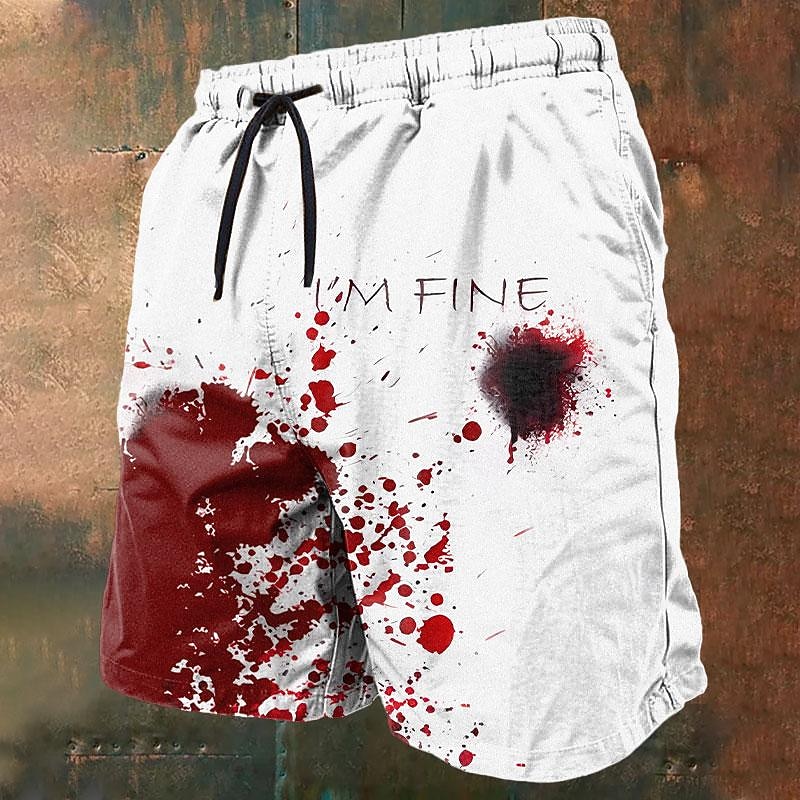 Men's Blood Splatter Letter Halloween Costumes Swim Shorts Board Shorts Swimming Trunks Mid Waist Fashion Streetwear Designer Casual Daily Holiday Drawstring Pocket Elastic Waist Designer Clothing