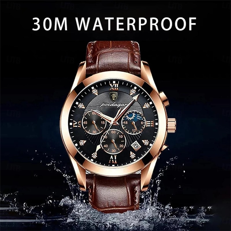 POEDAGAR Men Quartz Watch Fashion Casual Wristwatch Luminous Calendar Waterproof Decoration Steel Watch2