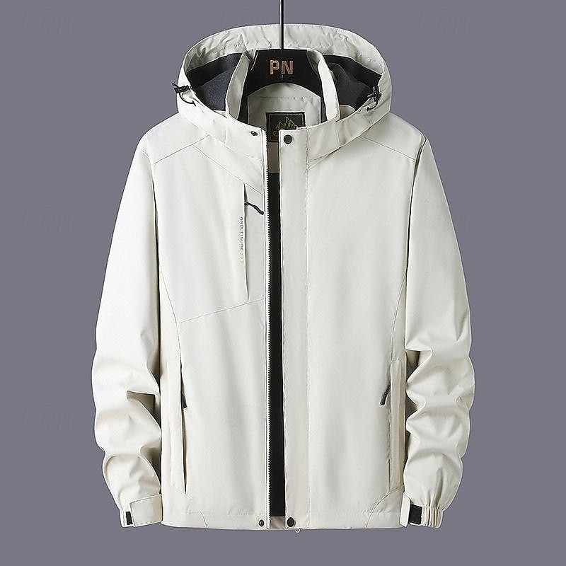 Men's Hoodie Jacket Hiking Jacket Rain Jacket Outdoor Waterproof Quick Dry Breathable Jacket Single Slider Camping / Hiking / Caving Dark Grey Black Dark Green Beige