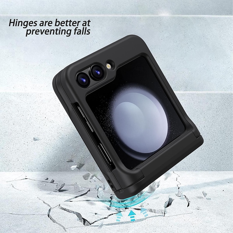 Phone Case For Samsung Galaxy Z Flip 7 Z Flip 5 Z Flip 4 Z Flip 3 Back Cover Card Slot Shockproof Retro PC2