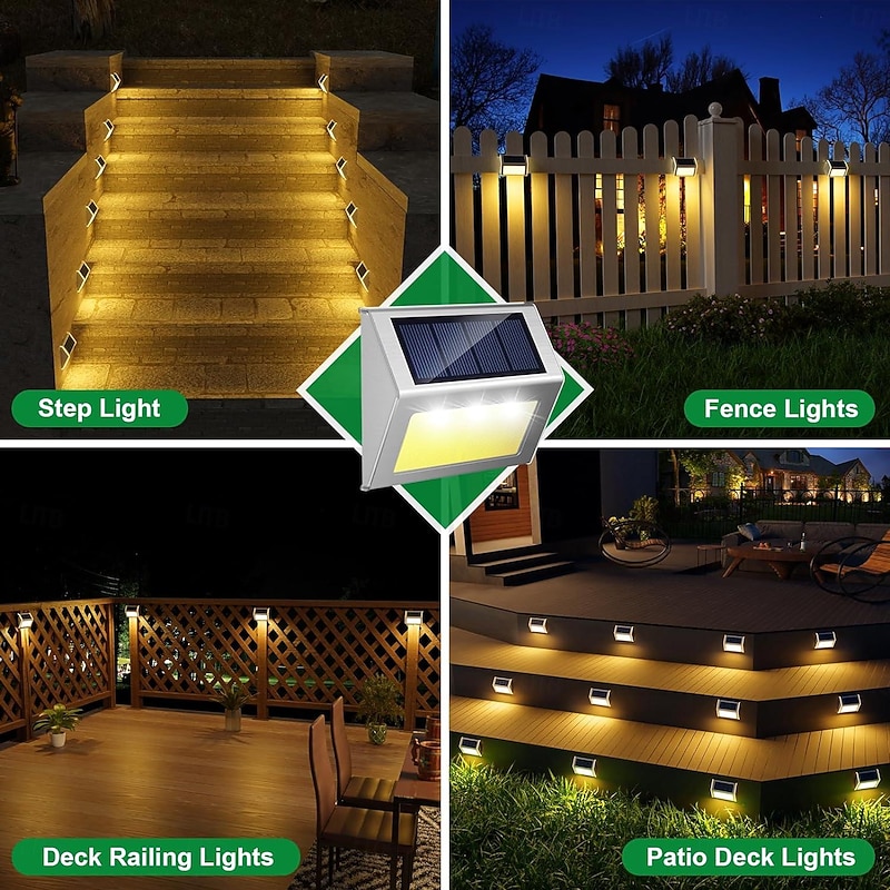 Solar LED Step Light, Outdoor Waterproof Deck Light Solar Fence Lights Wall Light for Yard Deck Garden Corner House Garage Courtyar Porch Stair Lighting 1/2/4/6/12pcs3