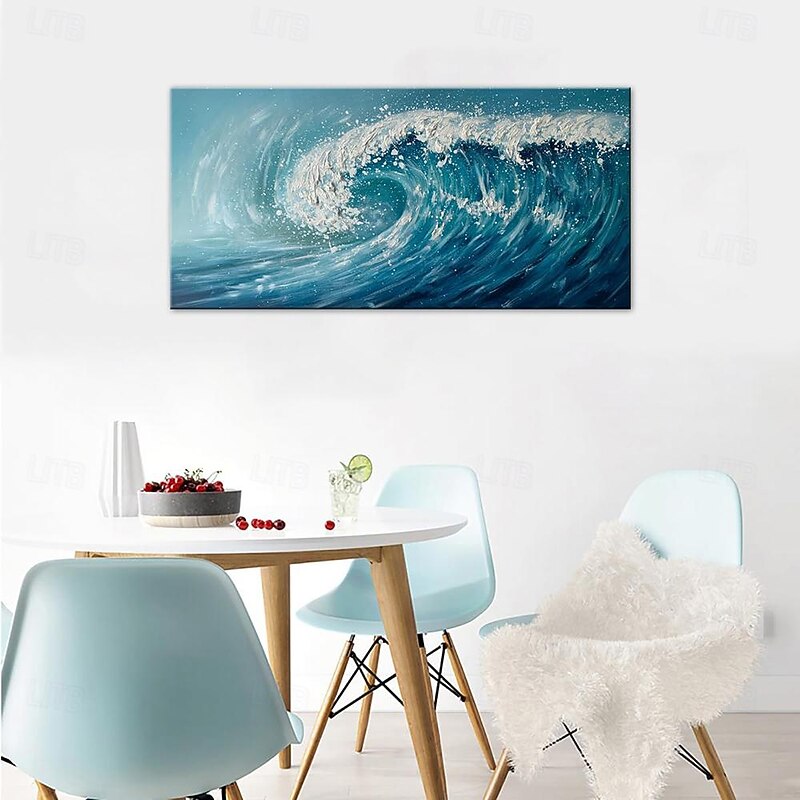 Handmade Oil Painting Canvas Wall Art Decoration Modern Abstract Sea Wave Summer Landscape for Living Room Home Decor Rolled Frameless Unstretched Painting3