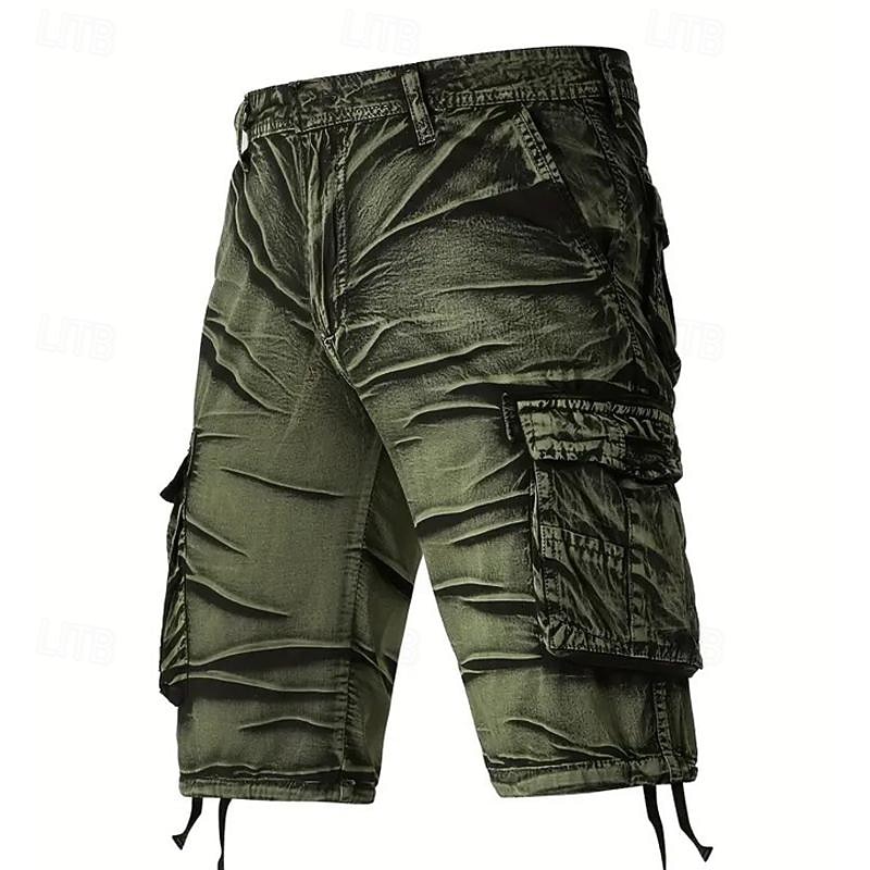 Men's Cargo Shorts Shorts Buttons Multi Pocket Plain Wearable Short Outdoor Daily Going out Fashion Classic Black Army Green