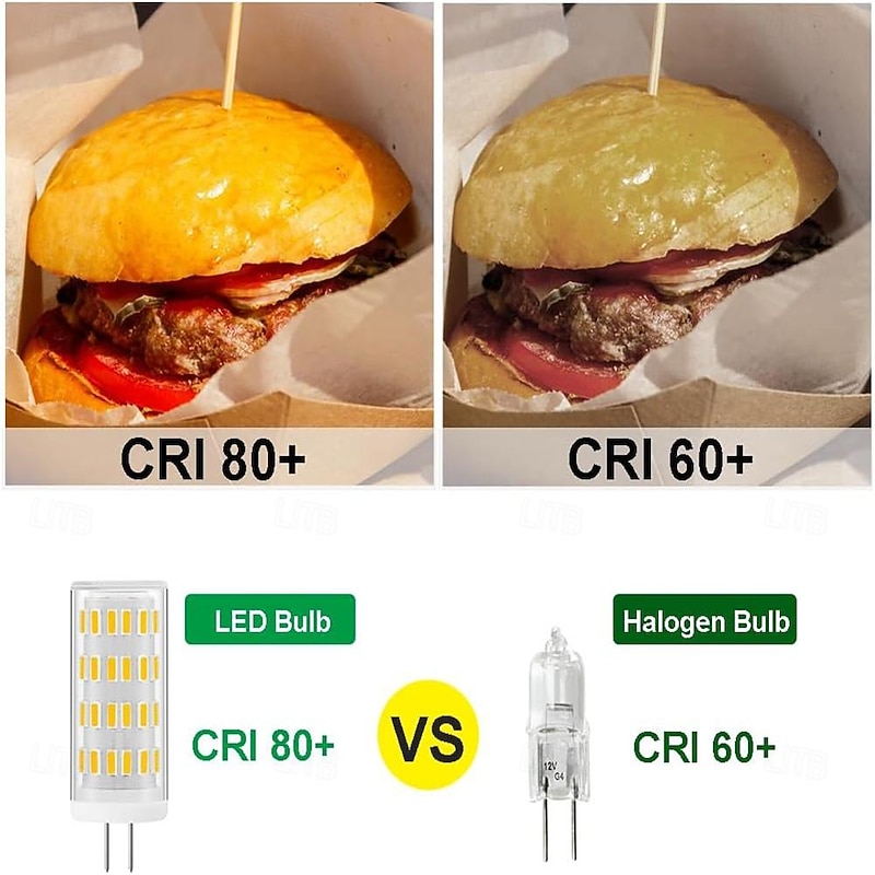 G4 Bi-pin LED Bulbs 5W 12V-24V 40W G4 Halogen Bulb Equivalent Warm White 3000K Non-Dimmable JC Type Bi-Pin Base G4 Light Bulb 10pcs4