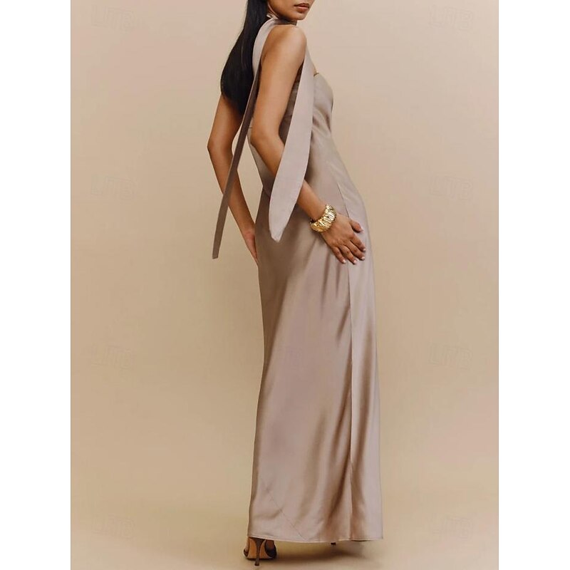 Sheath Wedding Guest Dresses Elegant Dress Formal Black Tie Floor Length Sleeveless Strapless Charmeuse with Strappy2