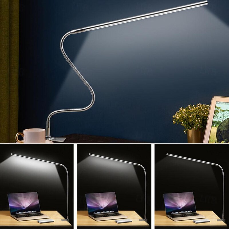 LED Desk Lamp with Clamp, USB Powered Operation Touch Desk Lamp Adjustable Clip-On Modern Contemporary for Bedroom / Study Room / Office Metal2