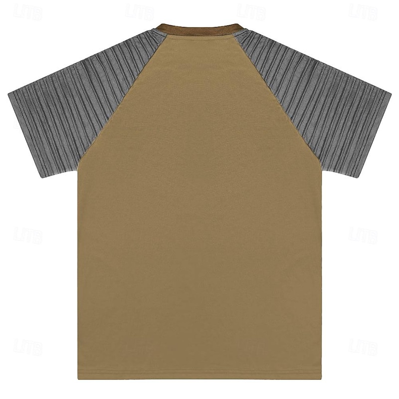 Men's Motorcycle T shirt Short Sleeve 3D Print Retro Vintage Party Street Summer Spring Brown Green Henley Collar Henley T-Shirt2