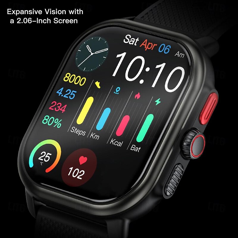 696 P106 Smart Watch 2.06 inch Smartwatch Fitness Running Watch Bluetooth Pedometer Call Reminder Sleep Tracker Compatible with Android iOS Women Men Hands-Free Calls Message Reminder IP 67 38mm3