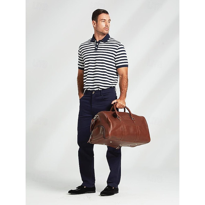 Men's Versatile Leather Weekender Bag with Integrated Shoe Compartment and Gadget Storage - Perfect for Travel and Daily Use3