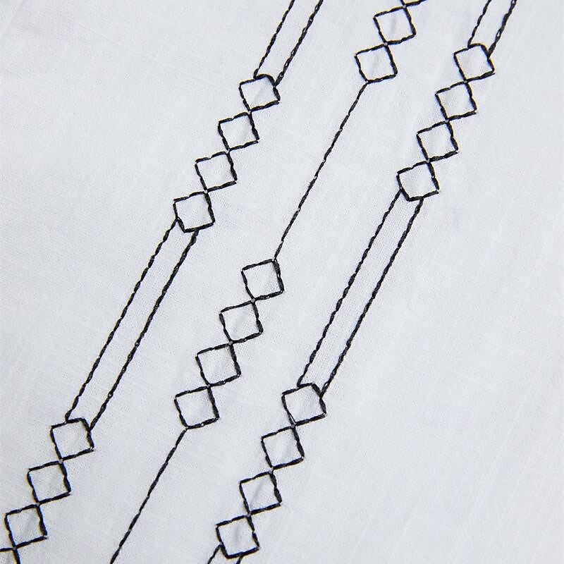 Men's Shirt Linen Shirt Embroidered Button Up Shirt Casual Shirt Summer Shirt Beach Shirt Black White Pink Long Sleeve Standing Collar Spring & Summer Casual Daily Clothing Apparel Embroidered2