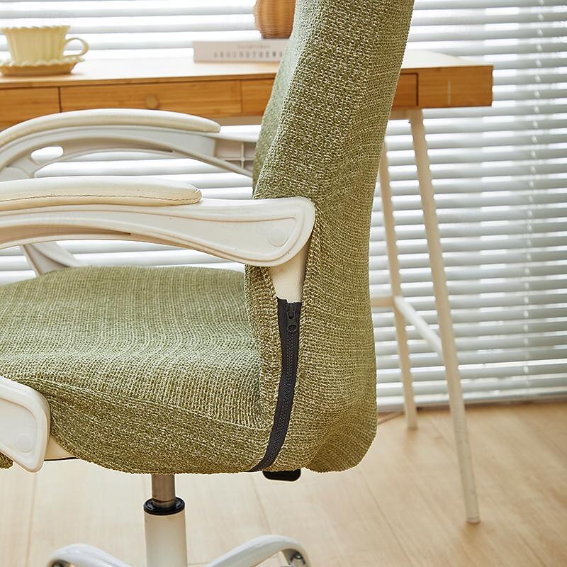 Office Chair Cover Flower High Back Dining Chair CoverComputer Swivel Chair Hotel Zipper Anti Slip One-Piece Armchair Protective Dust Cover3