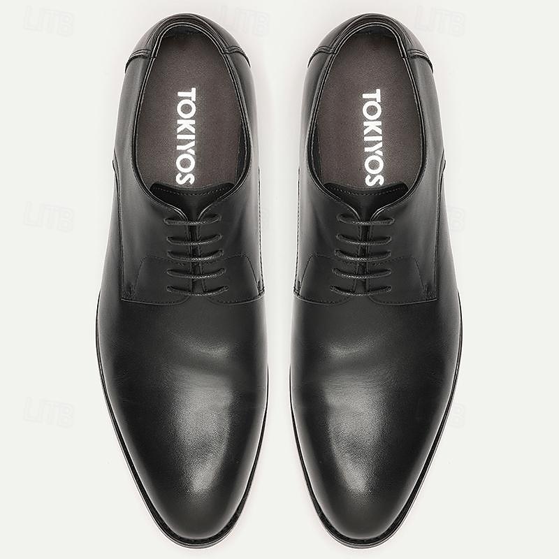Men's Cowhide Black Dress Oxford Shoes - Elegant Smooth Leather Finish4