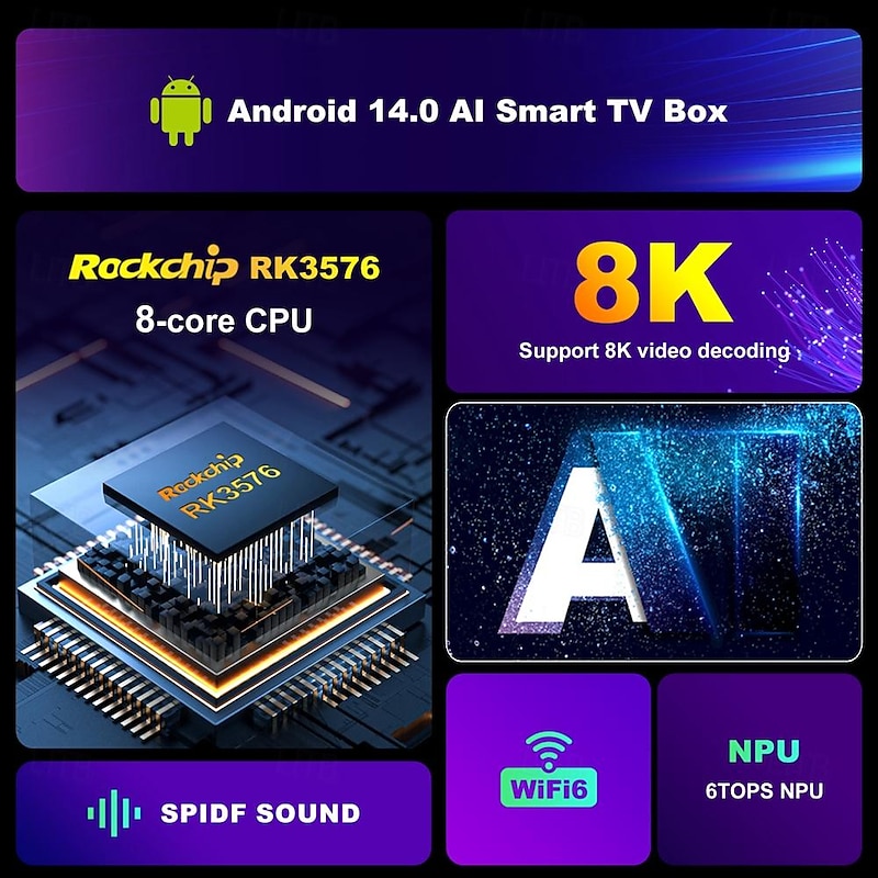 Android 11 and Above TV Box Factory Outlet H96 MAX RK3576 M9 8K 8K Cortex-A53 2GB 4GB 8GB 128GB 32GB 16GB2