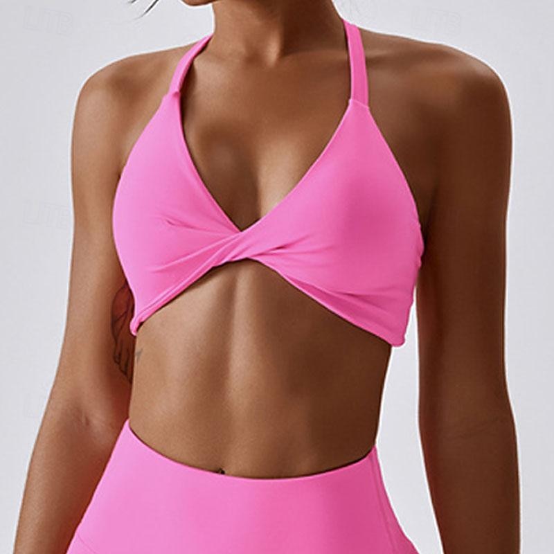 Women's Light Support Sports Bra Running Bra Open Back Cross Back Bra Top Padded Fitness Leisure Sports Running Breathable Lightweight Soft Black Pink Royal Blue Solid Colored - Main Image