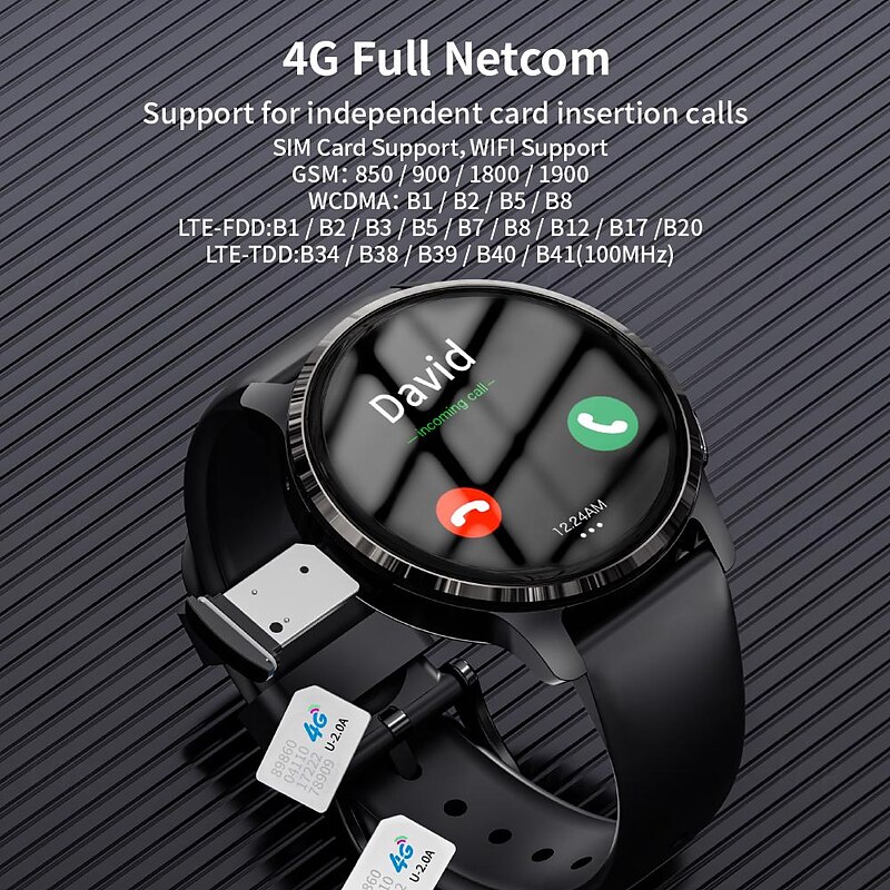 LOKMAT APPLLP 2 Smart Watch 1.508 inch 4G LTE Cellular Smartwatch Phone 3G 4G Bluetooth Pedometer Call Reminder Sleep Tracker Compatible with Null Women Men GPS Hands-Free Calls Media Control IPX-43