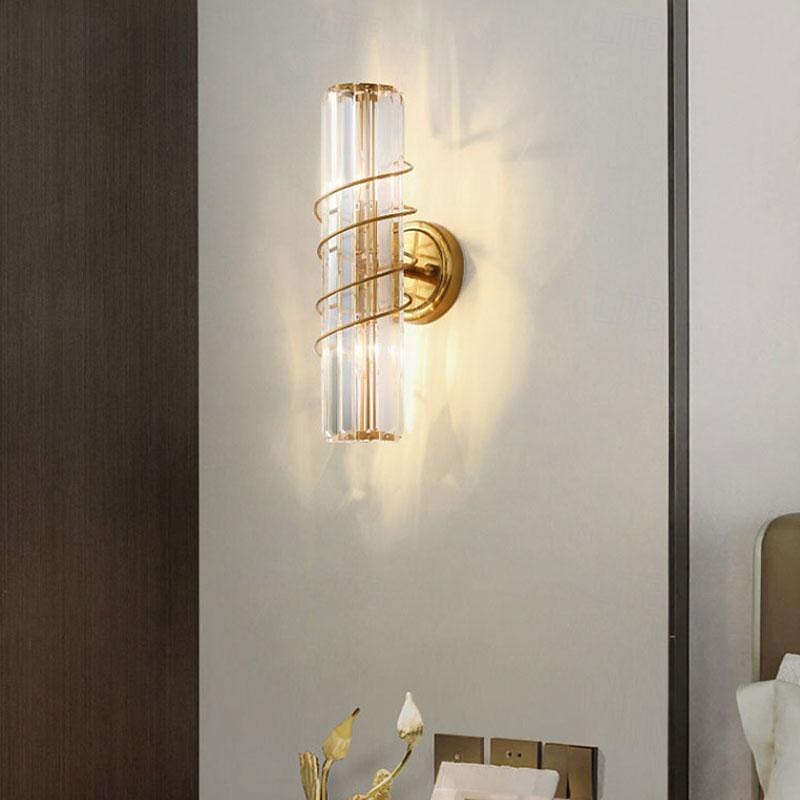 LED Indoor Wall Light 3-Color Light 12cm E14 Simple and Modern TV Background Wall Lamp Light Luxury Atmosphere Crystal Home Decoration Wall Sconce Base Energy-Saving Living Room Bedroom 85-265V4