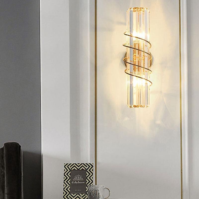 LED Indoor Wall Light 3-Color Light 12cm E14 Simple and Modern TV Background Wall Lamp Light Luxury Atmosphere Crystal Home Decoration Wall Sconce Base Energy-Saving Living Room Bedroom 85-265V3