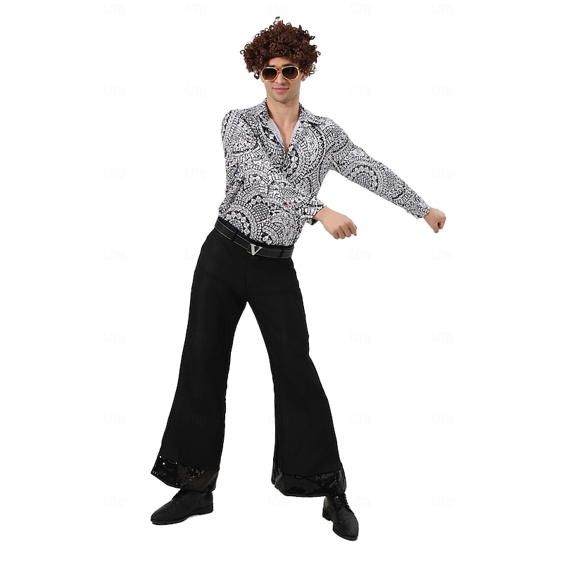 Retro Vintage 1970s Outfits Party Costume Hippie Disco Fancy Dress Men's Halloween Carnival Masquerade Prom Club Pride Parade Adults' Shirt Pants3