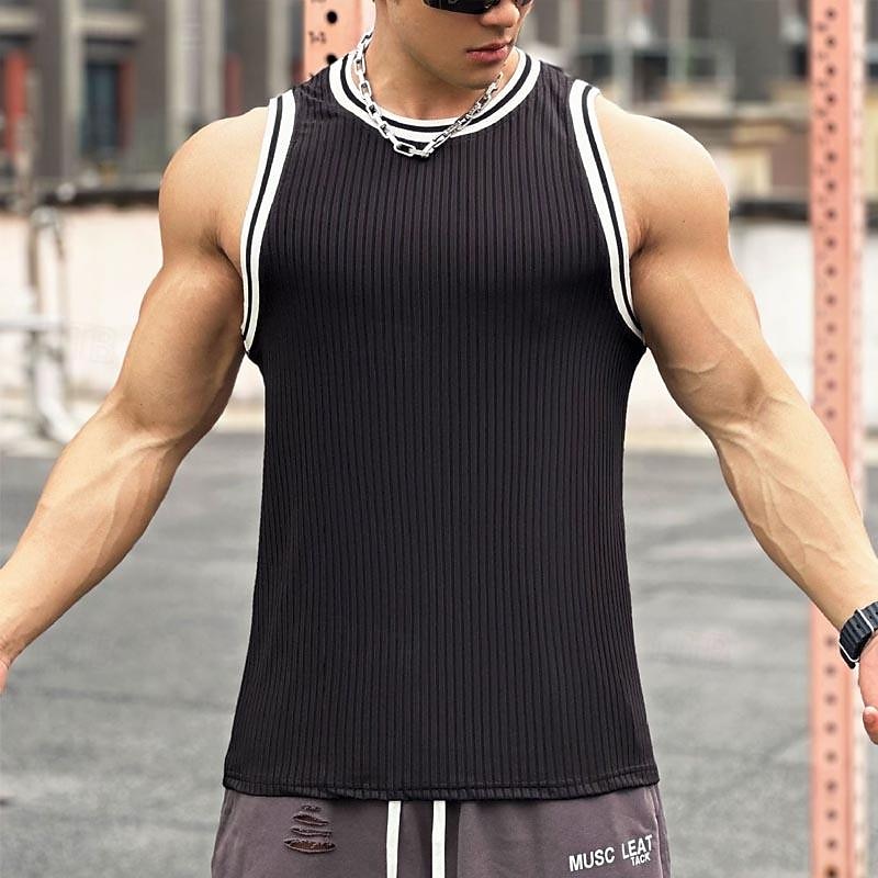Men's Workout Tank Top Running Tank Top Gym Tank Top Patchwork Sleeveless Vest / Gilet Casual Athleisure Solid Colored Quick Dry Soft Breathable Gym Workout Walking Jogging Sportswear Activewear3