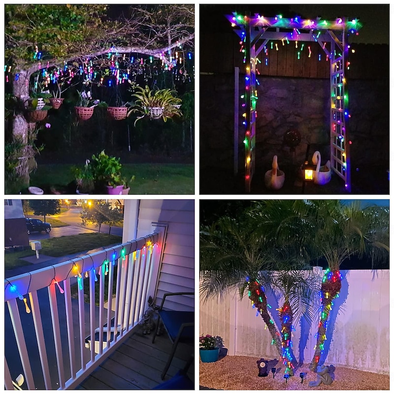 Solar Outdoor String Lights, Total 10M-100Leds Teardrop Water Drop Lights, Solar Christmas Lights Outdoor Waterproof for Garden Patio Yard Tree Party Christmas Decor4