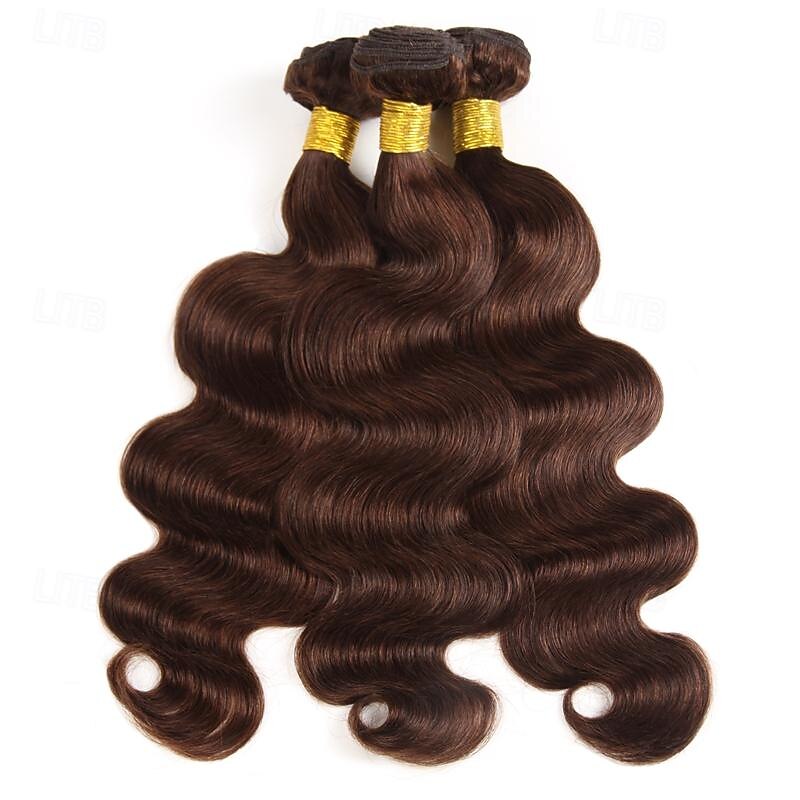 2# Body wave Human Hair Bundles Brazilian Brown Hair Weaving Bundles Brown Hair Extension Remy Chocolate Bone Human Hair 3PCS4
